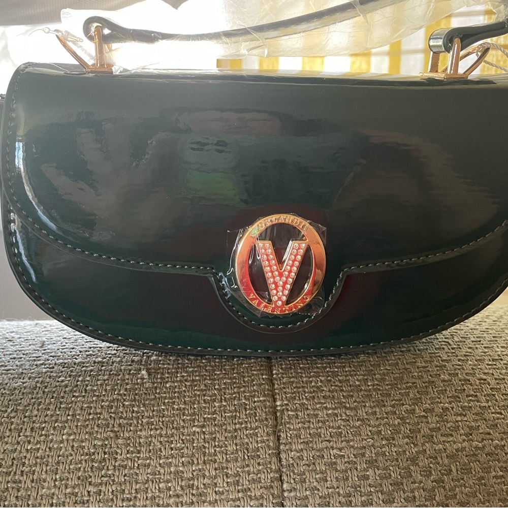 Valentino Orlandi Vegan Leather crossbody Bag in Dark Green